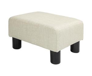 HOMCOM Pouf Repose-Pied Capacité de Charge 110 Kg 40 x 30 x 24 cm Beige | Tabouret Bas, Tissu de Lin