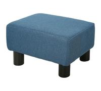 Pouf HOMCOM repose-pied tabouret bas en tissu de lin capacité de charge 110 Kg 40 x 30 x 24 cm bleu foncé