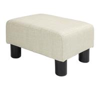 HOMCOM Pouf repose-pied tabouret bas en tissu de lin capacité de charge 110 Kg 40 x 30 x 24 cm beige