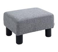 HOMCOM Pouf repose-pied tabouret bas en tissu de lin capacité de charge 150 Kg 40 x 30 x 24 cm gris