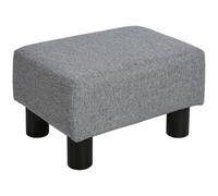 HOMCOM Pouf Repose-Pieds Petit Tabouret avec Pieds en Plastique Gris | Rembourrage en lin, pouf cube, pour salon