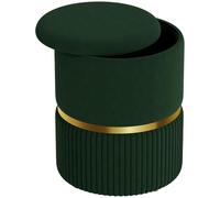 HOMCOM Pouf rond en tissu toucher velours avec dessus amovible, assise rembourrée et espace caché pour le salon, vert foncé