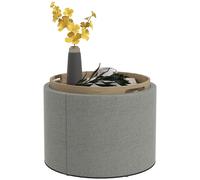HOMCOM Pouf rond rembourré avec espace de rangement et couvercle rabattable, gris