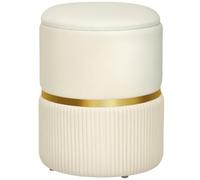 HOMCOM Pouf Tabouret Repose-Pied Coffre de Rangement 36x36x44cm Beige | en Velours Côtelé, Design Moderne, pour Salon, Chambre