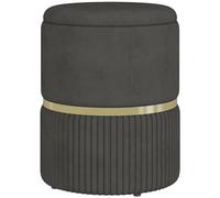 HOMCOM Pouf Tabouret Repose-Pied, Coffre de Rangement, en Velours côtelé, Design Moderne, 36 x 36 x 44 cm, pour Salon, Chambre, Gris