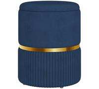 HOMCOM Pouf Tabouret Repose-Pied, Coffre de Rangement, en Velours côtelé, Design Moderne, 36 x 36 x 44 cm, pour Salon, Chambre, Bleu
