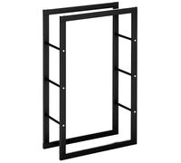 HOMCOM Range bûches Etagère porte bois de cheminée porte-bûches design contemporain charge max. 100 Kg dim. 60L x 25l x 100H cm métal noir