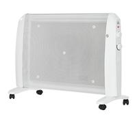 HOMCOM Radiateur électrique à mica 1000W/2000W avec thermostat réglable, 4 roulettes, 15-20 m², Blanc