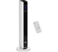 HOMCOM Radiateur électrique Chauffage soufflant oscillant 1100/2200 W, céramique PTC, télécommande incluse, chauffage d'appoint, minuterie 8h, 21 x 21 x 73 cm