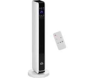 HOMCOM Radiateur électrique Chauffage soufflant oscillant 1100/2200 W, céramique PTC, télécommande incluse, chauffage d'appoint, minuterie 8h, 21 x 21 x 73 cm