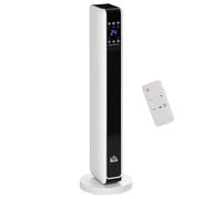 HOMCOM Radiateur électrique Chauffage soufflant oscillant 1100/2200 W, céramique PTC, télécommande incluse, chauffage d'appoint, minuterie 8h, 21 x 21 x 73 cm