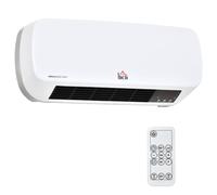 HOMCOM Radiateur mural soufflant 2000 W - chauffage céramique PTC - 3 niveaux de puissance - télécommande incluse blanc noir