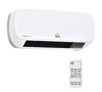HOMCOM Radiateur mural soufflant 2000 W - chauffage céramique PTC - 3 niveaux de puissance - télécommande incluse blanc noir