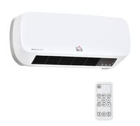 HomCom Radiateur mural soufflant 2000 W – céramique PTC, 3 niveaux, télécommande, blanc/noir
