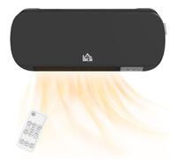 HOMCOM Radiateur Mural Soufflant 2000 W Chauffage Céramique PTC Noir | 3 Niveaux de Puissance, Télécommande Incluse