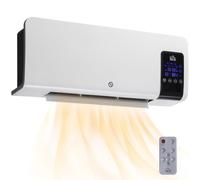 HomCom Radiateur soufflant mural PTC 1000/2000W oscillation, minuterie, télécommande blanc
