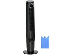 HOMCOM Rafraîchisseur d'air/ventilateur colonne/humidificateur 3 en 1-oscillant, 4 modes, 3 vitesses, Minuterie, télécommande réservoir 2.8L avec 1 bloc réfrigérant