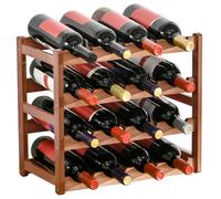 HOMCOM Range-Bouteilles Bambou 4 Niveaux 16 Bouteilles Design Élégant Marron Aosom France