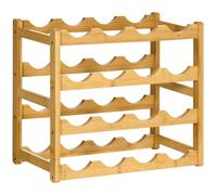 HOMCOM Range-bouteilles casier porte-bouteilles en bois de bambou 4 niveaux 16 bouteilles 43 x 23,5 x 38 cm bois naturel