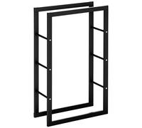 HOMCOM Range bûches Etagère porte bois de cheminée porte-bûches design contemporain charge max. 100 Kg dim. 60L x 25l x 100H cm métal noir