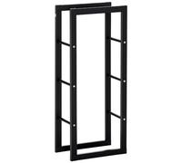 HomCom Range-bûches Étagère porte-bois métal 40x25x100 cm 100 kg noir intérieur/extérieur