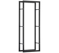 HomCom Étagère porte-bûches cheminée 60×25×150 cm métal noir – 100 kg, intérieur/extérieur