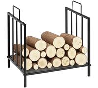 Outsunny Porte-bûches cheminée métal époxy noir 44,5×33×46,5 cm charge 15 kg