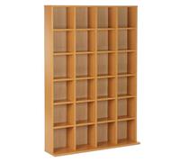 HOMCOM Rangement CD/DVD Haut 456CD/336DVD, 89x130,5 cm, Bois hêtre | Étagère tour en bois, multimédia autoportante, racks CD, présentoir gain de place, étagères réglables, bureau/salon