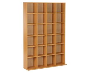 HOMCOM Rangement CD/DVD Haut 456CD/336DVD, 89x130,5 cm, Bois hêtre | Étagère tour en bois, multimédia autoportante, racks CD, présentoir gain de place, étagères réglables, bureau/salon
