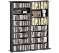 Rangements pour CD et DVD - HOMCOM - 16 compartiments et 12 étagères réglables - capacité max. 720 CD/396 DVD et Blu-ray - noir