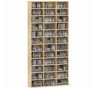 Rangements pour CD et DVD - HOMCOM - 1116 CD/528 DVD - 36 compartiments et étagères réglables - MDF - 102x23,5x195cm - chêne