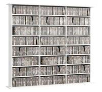 HOMCOM Rangements pour CD et DVD 145x24x126,3cm Blanc | Meuble de Rangement Multimédia, Capacité Max. 1032 CDs/594 DVDs et Blu-ray, 24 Compartiments et 18 Étagères Réglables