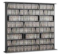 HOMCOM Rangements pour CD et DVD 145x24x126,3cm Noir | Meuble de Rangement Multimédia, Capacité Max. 1032 CDs/594 DVDs et Blu-ray, 24 Compartiments et 18 Étagères Réglables