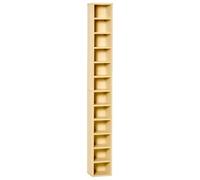 HOMCOM Rangements pour CD et DVD 21 x 20 x 175 cm Bois Naturel | Étagère Colonne de Rangement, Meuble de Rangement, 12 Compartiments, Capacité Max. 204 CD