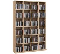Meuble de rangement multimédia 456 CD/ 336 DVD - HOMCOM - bibliothèque en bois avec étagères réglables - 89 x 130,5 cm bois naturel