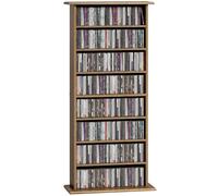 HOMCOM Rangements pour CD et DVD 8 compartiments 58x24x126,3cm Noyer | Meuble de Rangement Multimédia, Capacité 360 CD/185 DVD et Blu-ray, 6 Étagères Réglables, pour Salon, Chambre