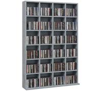 HOMCOM Rangements pour CD et DVD 89 x 20 x 130,5 cm Gris | Meuble de Rangement Multimédia, 24 Compartiments, Capacité Max. 456 CD/336 DVD, Bibliothèque en Bois avec Étagères Réglables