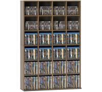 HOMCOM Rangements pour CD et DVD, Meuble de Rangement multimédia avec 24 Compartiments, capacité Max. 456 CD/ 336 DVD, bibliothèque en Bois avec étagères réglables, 89 x 20 x 130,5 cm, Marron