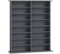 HOMCOM Rangements pour CD et DVD avec 16 compartiments et 12 étagères réglables capacité max. 720 CD/396 DVD et Blu-ray gris