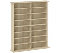 HOMCOM Rangements pour CD et DVD avec 16 compartiments et 12 étagères réglables capacité max. 720 CD/396 DVD et Blu-ray naturel