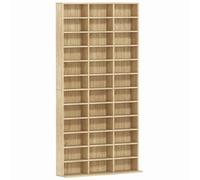HOMCOM Rangements pour CD et DVD, bibliothèque étagère rangement 1116 CD/528 DVD, 36 compartiments et étagères réglables, chêne