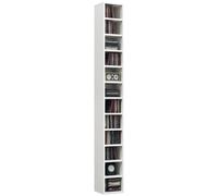 HomCom Meuble colonne rangement CD/DVD 12 compartiments 204 CD 21×20×175 cm Blanc