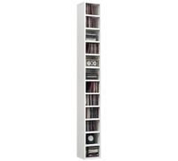 HOMCOM Rangements pour CD et DVD, étagère Colonne de Rangement, Meuble de Rangement avec 12 Compartiments, capacité Max. 204 CD, 21 x 20 x 175 cm, Blanc