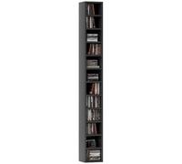 HOMCOM Rangements pour CD et DVD, étagère Colonne de Rangement, Meuble de Rangement avec 12 Compartiments, capacité Max. 204 CD, 21 x 20 x 175 cm, Noir