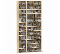HOMCOM Rangements pour CD et DVD, étagère Rangement, capacité Max. 1116 CD/528 DVD, 36 Compartiments et étagères réglables, pour Bureau, Salon, Chambre, 102 x 23,5 x 195 cm, chêne