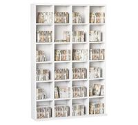HOMCOM Rangements pour CD et DVD, Meuble de Rangement multimédia avec 24 Compartiments, capacité Max. 456 CD/ 336 DVD, bibliothèque en Bois avec étagères réglables, 89 x 20 x 130,5 cm, Blanc