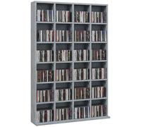 HOMCOM Rangements pour CD et DVD, Meuble de Rangement multimédia avec 24 Compartiments, capacité Max. 456 CD/ 336 DVD, bibliothèque en Bois avec étagères réglables, 89 x 20 x 130,5 cm, Gris