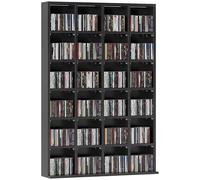HOMCOM Rangements pour CD et DVD, Meuble de Rangement multimédia avec 24 Compartiments, capacité Max. 456 CD/ 336 DVD, bibliothèque en Bois avec étagères réglables, 89 x 20 x 130,5 cm, Noir