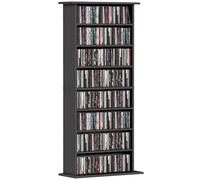 HOMCOM Rangements pour CD et DVD, meuble de rangement multimédia, capacité 360 CD/185 DVD et Blu-ray, 8 compartiments et 6 étagères réglables, pour salon, chambre, 58x24x126,3cm, noir