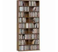 HOMCOM Rangements pour CD et DVD, meuble de rangement multimédia, capacité max. 640 CD/360 DVD et 430 Blu-ray, 18 compartiments 14 étagères réglables, pour salon, chambre, 78,5x24x175cm, noyer foncé